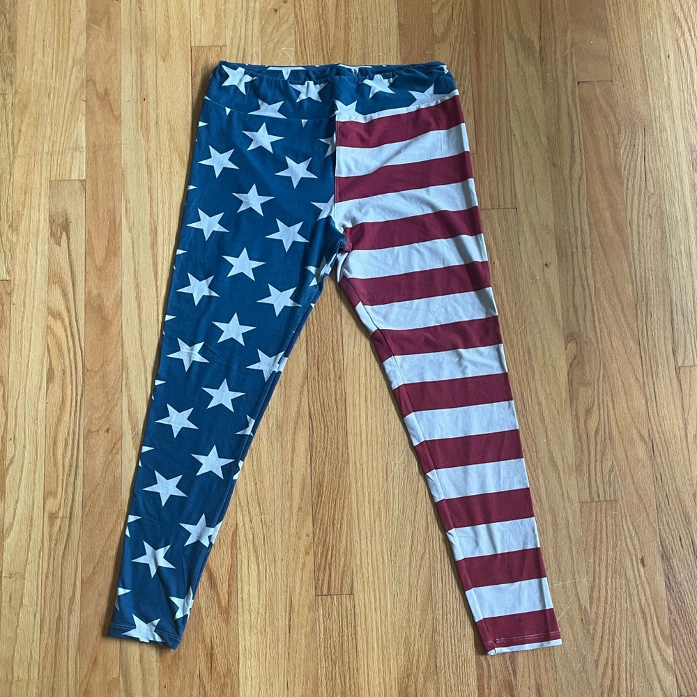TC Lularoe Patriotic Leggings Rare